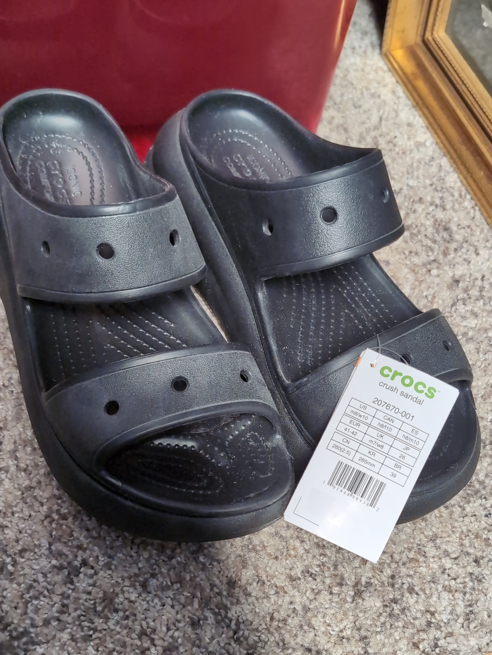 CROCS Black Double-Strap Platform Crush Sandals